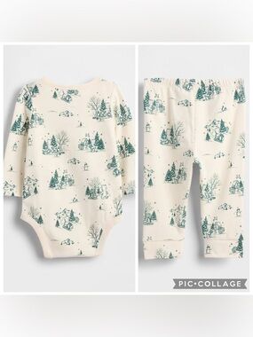 NWT Gap Ivory Frost Toille My First Bodysuit and Pants set 12-18